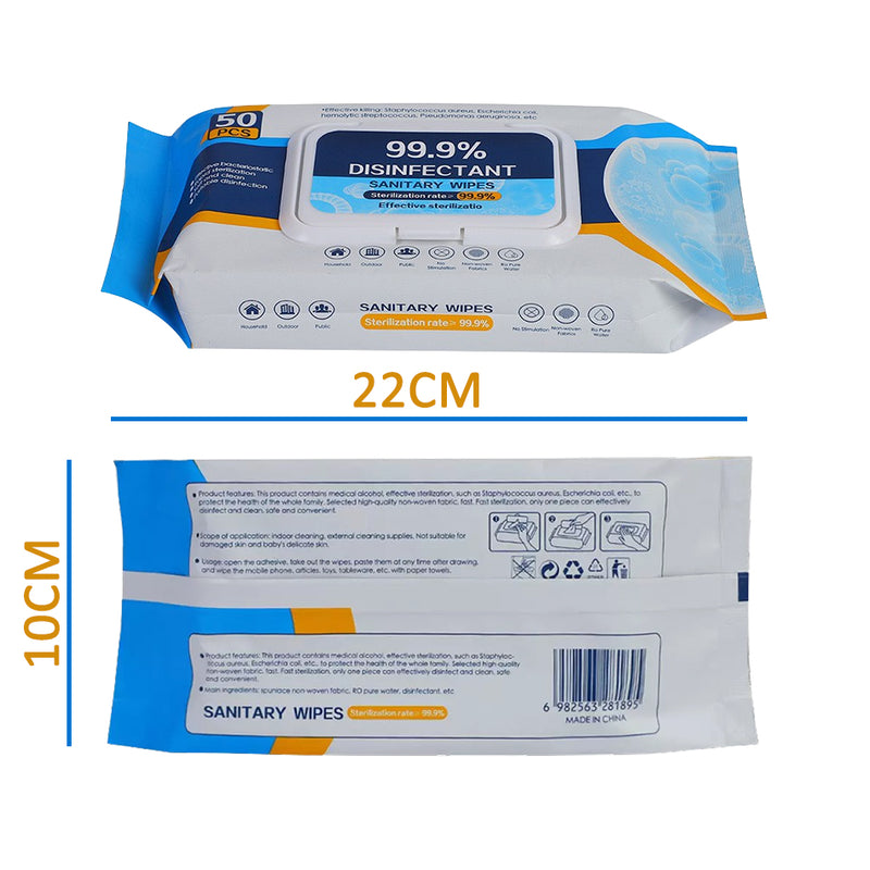 idrop [ 50PCS ] 99.9% Disinfectant Alcohol Sanitary Wipes [ 15cm x 20cm ] / Tisu Lap Sanitari Alkohol Pembasmi Kuman 99.9% / 15CM*20CM含酒精湿巾SANITARY WIPES(50片)