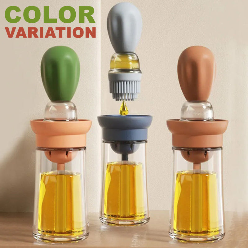 idrop [ 180ml ] Kitchen Glass Bottle Oil Jar with Silicone Brush / Bekas Botol Kaca Simpanan Minyak Perencah / 180ML油瓶刷(定量硅胶刷头油瓶)