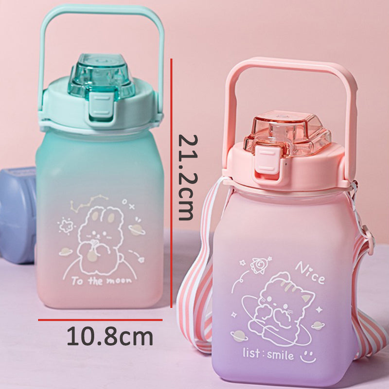 idrop [ 1500ml ] Large Capacity Gradient Color Sports Drinking Bottle with Split Open Lid / Botol Air Minuman Sukan Warna Warni / 1500ML亿本大容量塑料杯(水壶 )