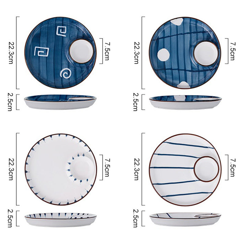 idrop Round Ceramic Dumpling & Snack Plate / Pinggan Seramik Bulat Penghidang Makanan / 陶瓷碟 青瑶9^陶瓷圆饺子盘22.3CM