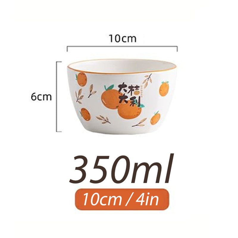 idrop [ 6PCS ] 350ml Ceramic Porcelain Eating Bowl Orange Decor Set / Set Seramik Mangkuk Makanan Desain Oren / 陶瓷套装 4in大桔大利陶瓷6碗套装 [ 10CM / 4 Inch ]