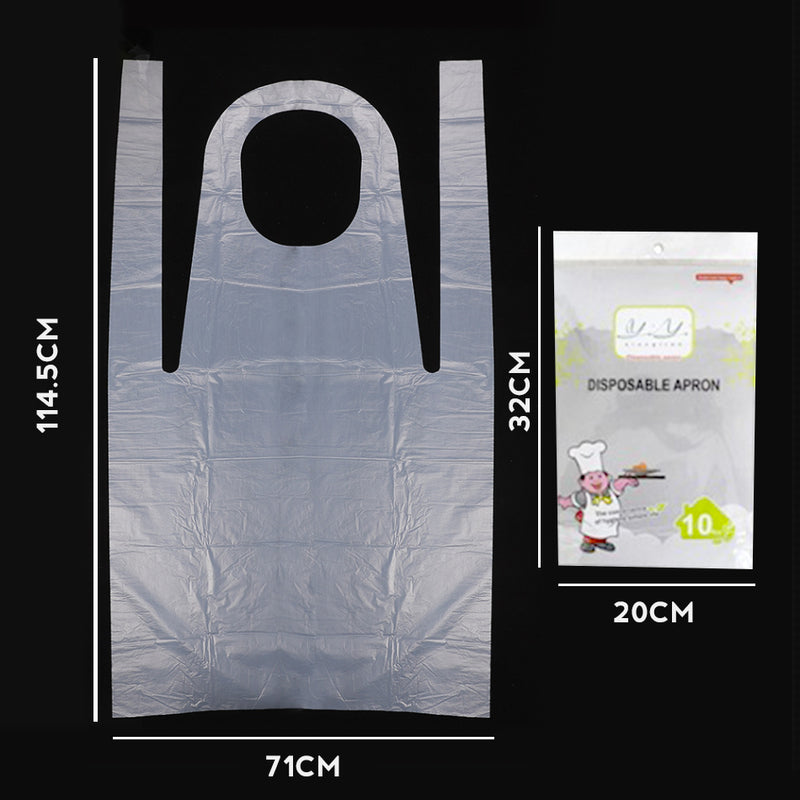 idrop [ 10pcs ] Disposable Plastic Apron / Apron Plastik Pakai Buang / 一次性围裙(长 )(10片)