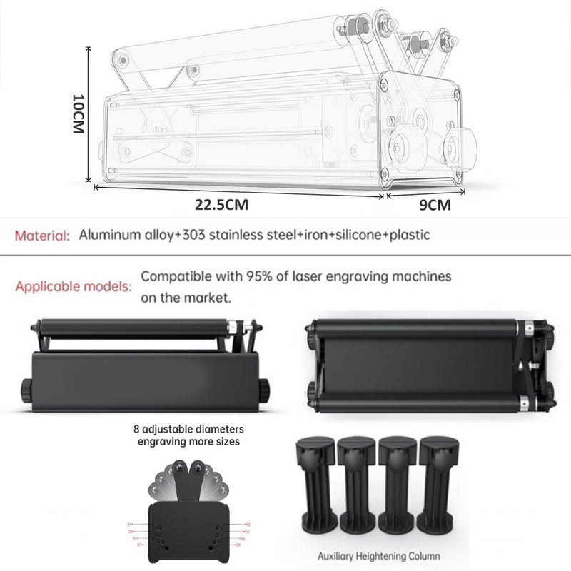 idrop Ultra-fine Laser Engraver 40W Offline Engraving Machine for Wood Metal with Rotary Roller Engraving Module for Cylindrical Object / Mesin Pengukir & Pemotong Laser / 护眼激光雕刻机切割机刻字机打标机雕刻机滚轴用于保温杯笔