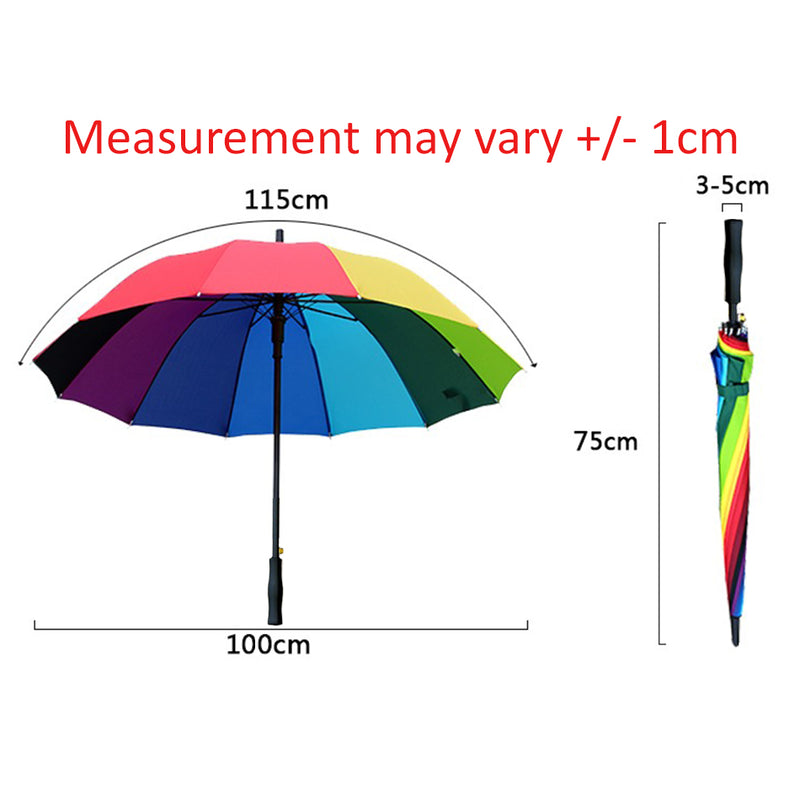 idrop idrop [ 75CM ] Rainbow Umbrella / Payung Hujan Pelangi / 75CM 16K彩虹伞(七彩胶伞)(黑柄黑支架)