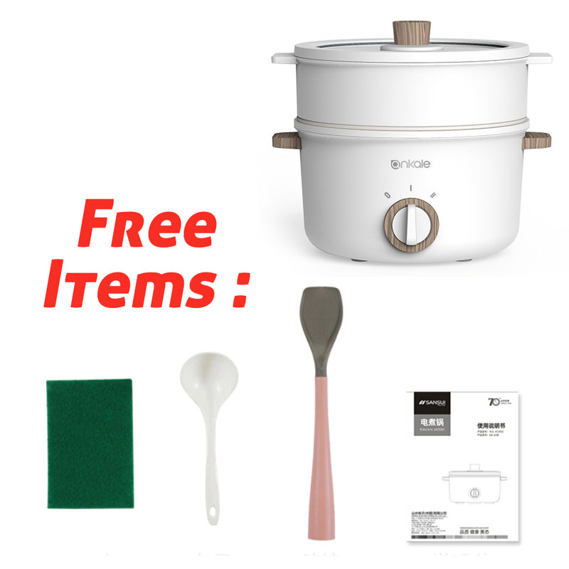 idrop [ 1.5L ] Multifunction Electric Cooking Hotpot & Steamer Cooker / Periuk Masak Elektrik Pelbagai Guna Hot pot & Stim / 1.5L电煮锅带蒸笼 600W