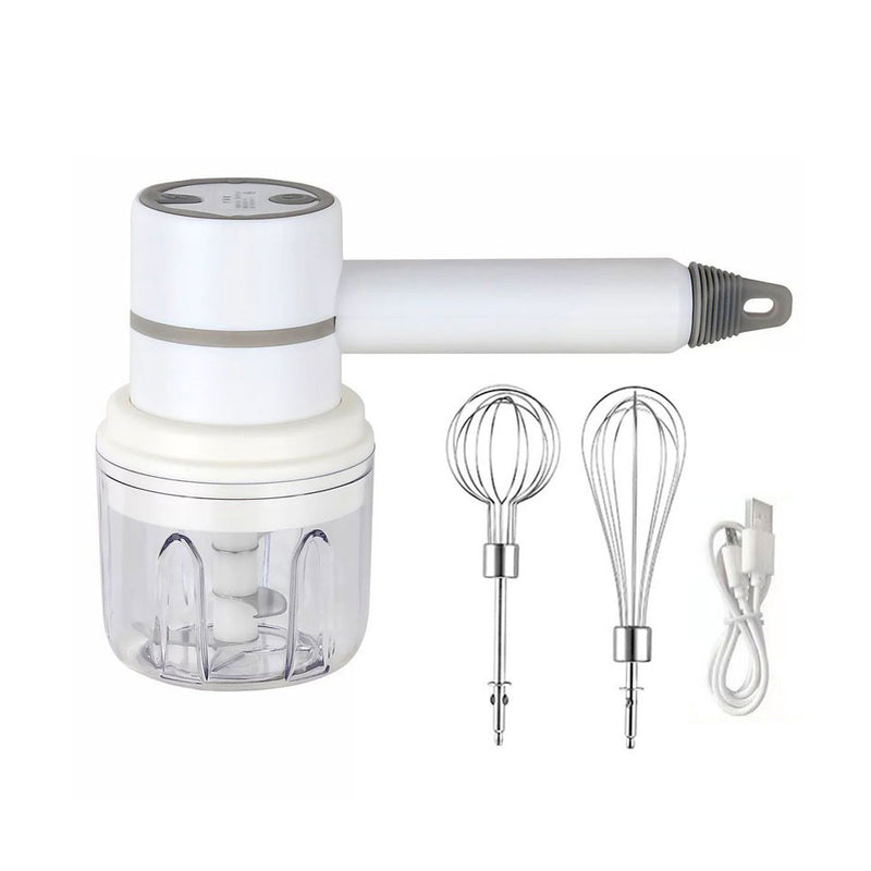 idrop [ 3 IN 1 ] 250ml Multifunction Mini Electric Egg Beater Whisk & Blender USB Powered / Pemukul Telur Elektrik Mini Pelbagai Fungsi & Pengisar USB / 20W三合一 玻璃250ML料理机(三叶刀, 12线棒, 奶油棒)