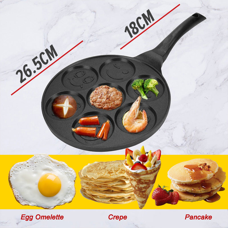 idrop [ 7 IN 1 ] Omelette & Pancake Waffle Smiley Nonstick Cooking Frying Baking Pan / Kuali Masak Telur dan Penkek / 7孔表情煎锅