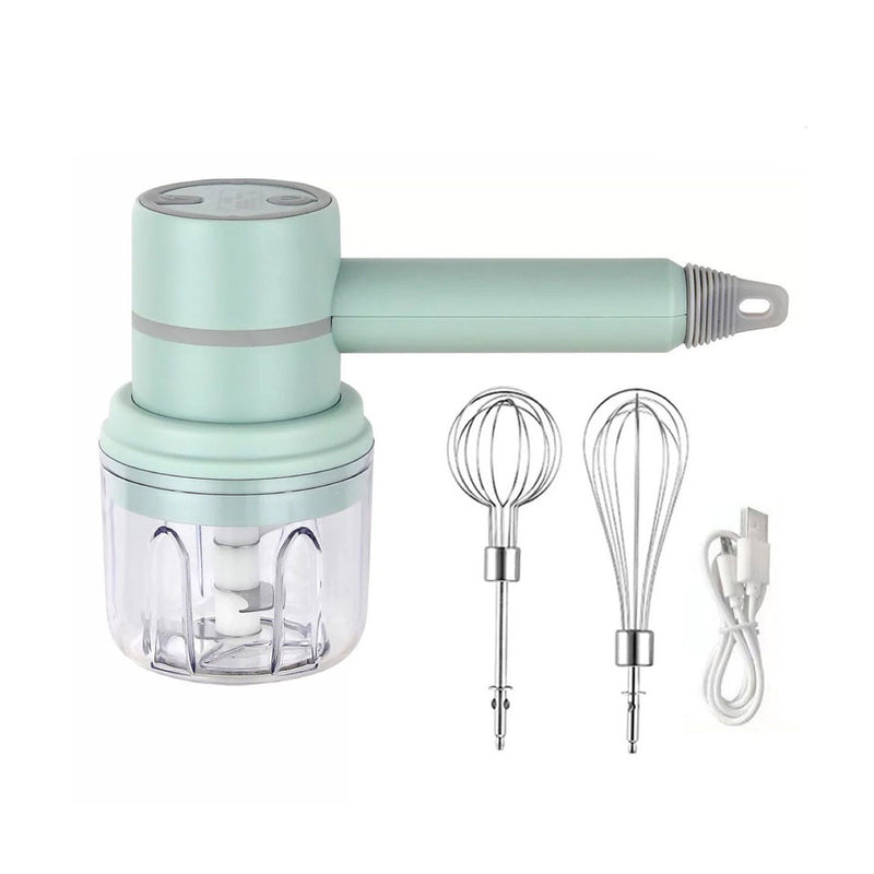 idrop [ 3 IN 1 ] 250ml Multifunction Mini Electric Egg Beater Whisk & Blender USB Powered / Pemukul Telur Elektrik Mini Pelbagai Fungsi & Pengisar USB / 20W三合一 玻璃250ML料理机(三叶刀, 12线棒, 奶油棒)