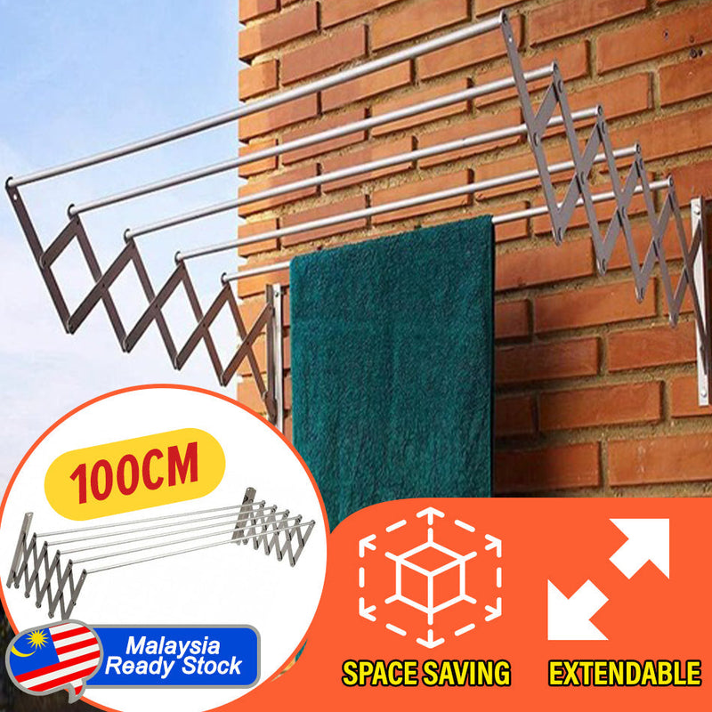 idrop [ 60CM / 100CM ] Wall Mounted 5 Bar Extendable Space Saving Clothes Laundry Hanger / Rak Gantung Baju basuhan 5 Palang / 壁挂式 5 杆可扩展节省空间的洗衣衣架