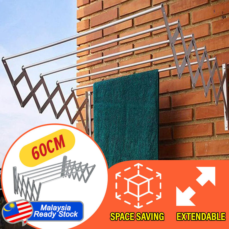 idrop [ 60CM / 100CM ] Wall Mounted 5 Bar Extendable Space Saving Clothes Laundry Hanger / Rak Gantung Baju basuhan 5 Palang / 壁挂式 5 杆可扩展节省空间的洗衣衣架