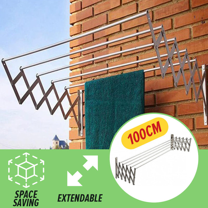 idrop [ 60CM / 100CM ] Wall Mounted 5 Bar Extendable Space Saving Clothes Laundry Hanger / Rak Gantung Baju basuhan 5 Palang / 壁挂式 5 杆可扩展节省空间的洗衣衣架