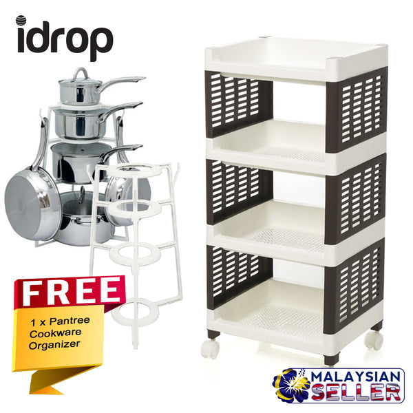 idrop COMBO 4 Layer Shelf / Rack organizer and storage + Free Pantree Cookware Organizer