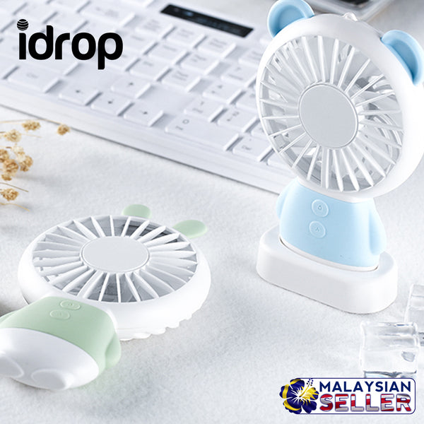 idrop Mini Cooling Fan USB Rechargeable with Rabbit & Bear Design