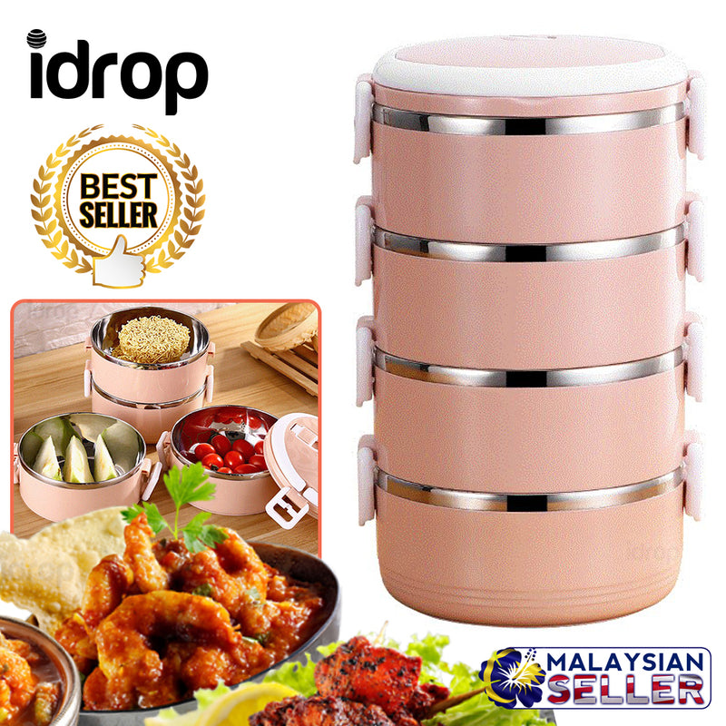 idrop 4 LAYER [ 2.8L ] Stainless Steel Thermos Lunch Box Food Container